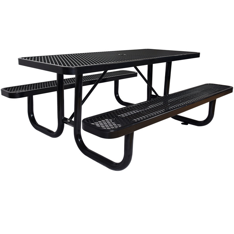 Rectangular outdoor steel picnic table, Noir