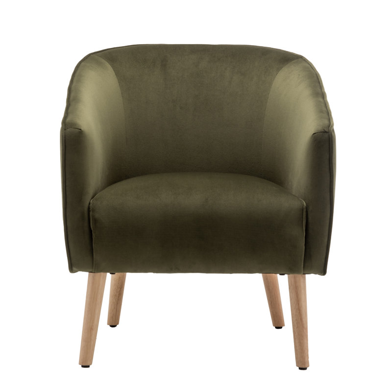Marzi Upholstered Barrel Chair, Sage Green Velvet