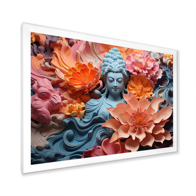 Blooming Buddhism Statue I On Canvas Print