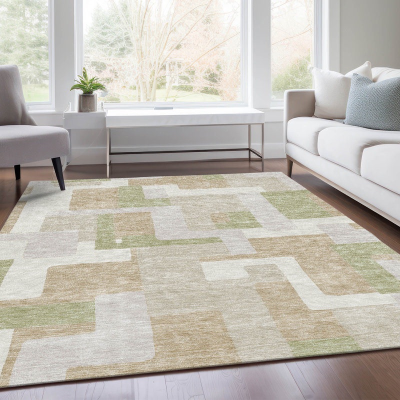 Premium Machine Washable Prisco Beige Rug, Rectangle 8' x 10'