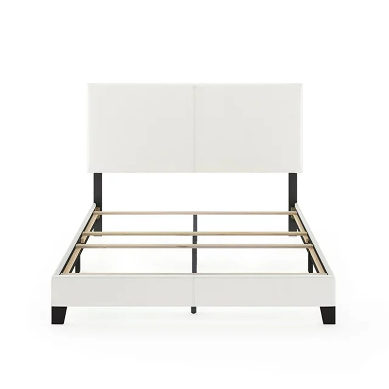 Lit tapissier standard à profil bas Thionville, Blanc pur, Grand