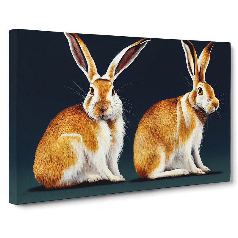 Two Hares - Wrapped Canvas, 40cm H x 60cm W x 3cm D