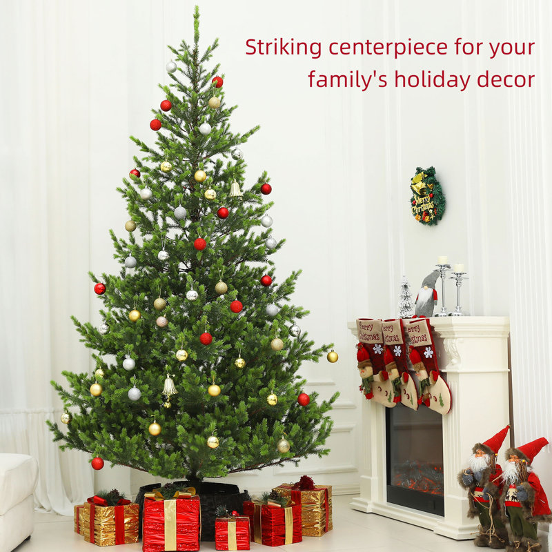 9Ft Artificial Christmas Tree, Sparse Realistic Cedar Tree With 4306 Tips, Easy Assembly, Hinged Xmas Tree For Home Office Holiday, Green