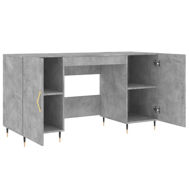 Fidler Metal Base Writing Desk, Concrete Grey/Black