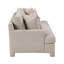 Canapé Evany avec 4 coussins décoratifs, pieds rembourrés, chenille taupe