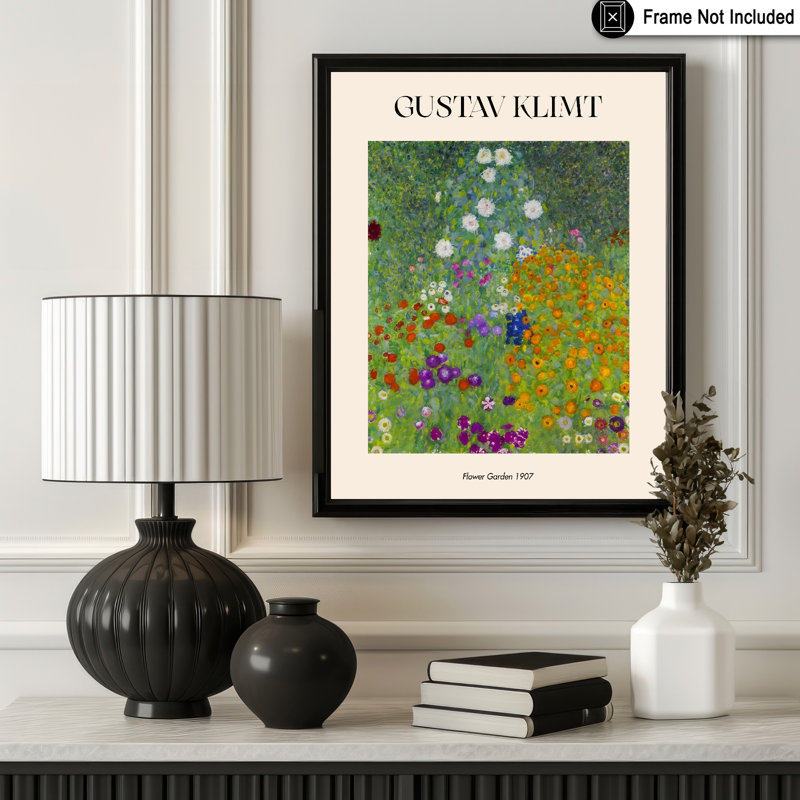 Gustav Klimt - Jardin de fleurs, 24"H x 32"W, Poster, Unframed