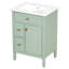 Meuble-lavabo de 24 pouces avec lavabo, armoire en bois massif et panneau de fibres à densité moyenne avec un tiroir rabattable, deux tiroirs standard et une tablette réglable, meuble-lavabo vert autoportant pour le rangement de la salle de bain
