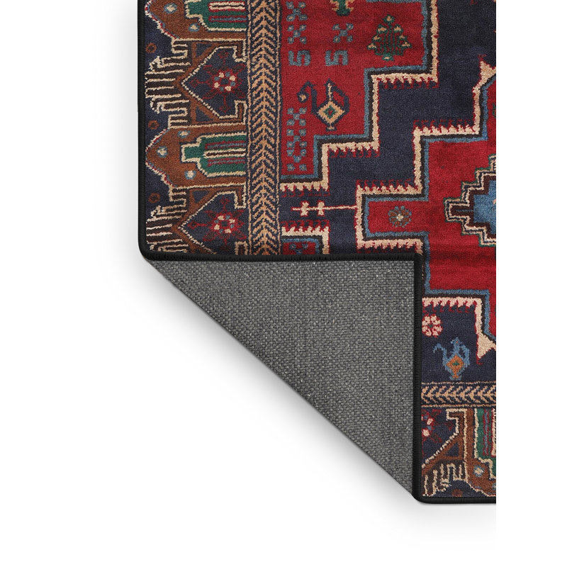 Tapis rouge / bleu Southwestern, Rectangle 5 pi x 7 pi