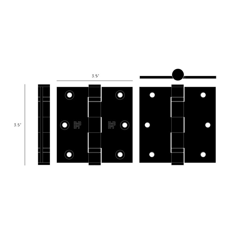 Charnière de porte / 3,5 po x 3,5 po, Soudeuses noires