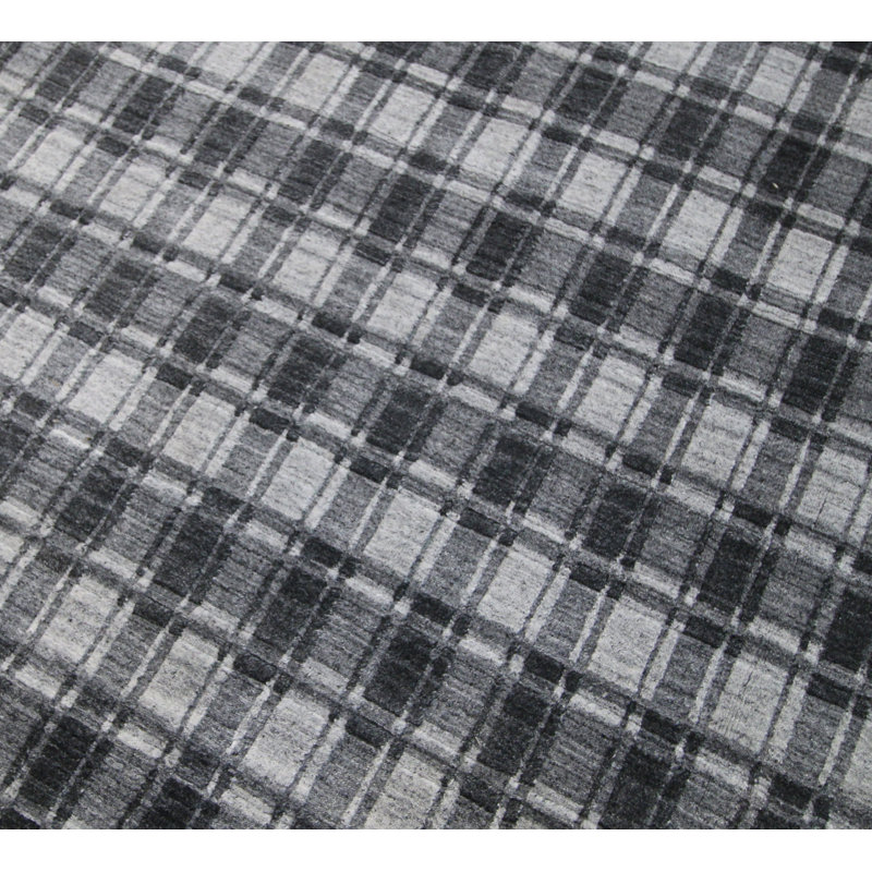 Tapis | Tapis gris anthracite et gris en laine et en soie tissé à la main, Rectangle de 5 pi x 8 pi