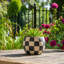 Sagebrook Home 8" Checkerboard Rounded Planter, Black/White-1671425974