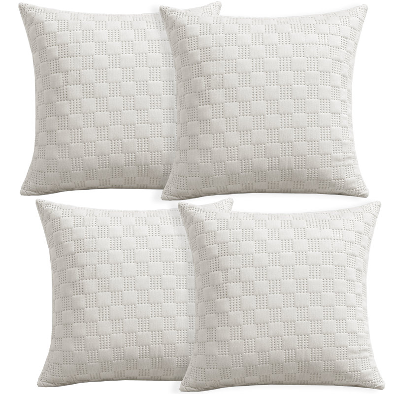 Aspire Homeware Embossed Square Velvet Cushion Covers, Pack of 4, WHITE