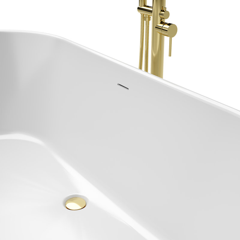 Baignoire autoportante en acrylique Infinity Z L 67 po x l 30-3 / 4 po x H 22-7 / 8 po, Laiton poli