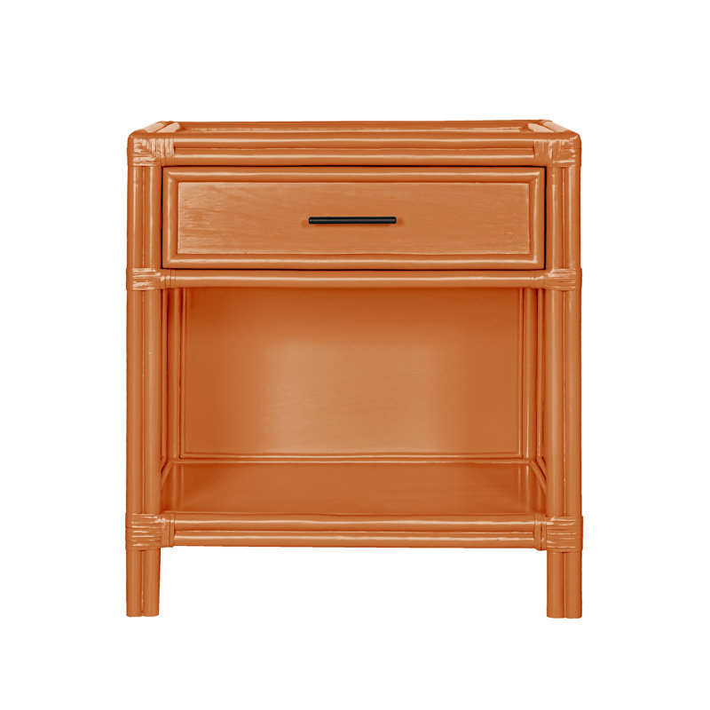 Clara Collection 1 - Drawer Rattan Nightstand, Citrus Orange