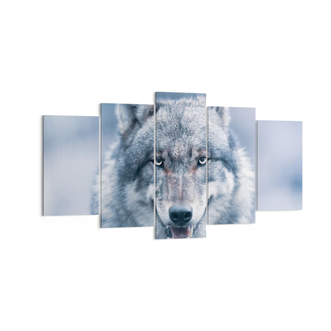 5-tlg. Leinwandbilder-Set Wolf Predator Wildness