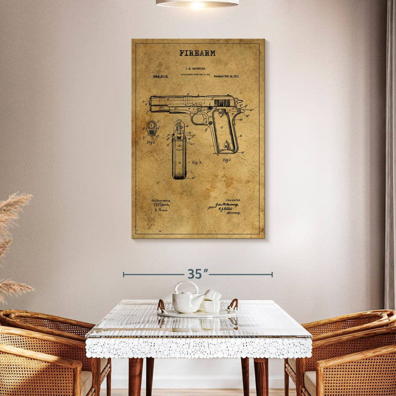 Firearm Patent, 48" H x 32" W