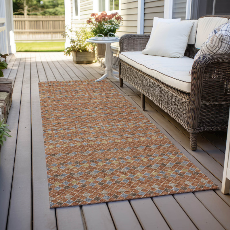 Machine Washable Indoor/Outdoor Christain ACN1416 Paprika Rug, Runner 2'3" x 7'6"