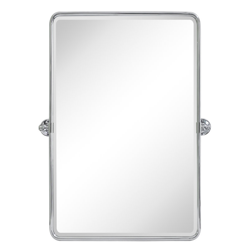 Miroir mural de salle de bain Woodvale, 35 po x 23 po, Nickel poli