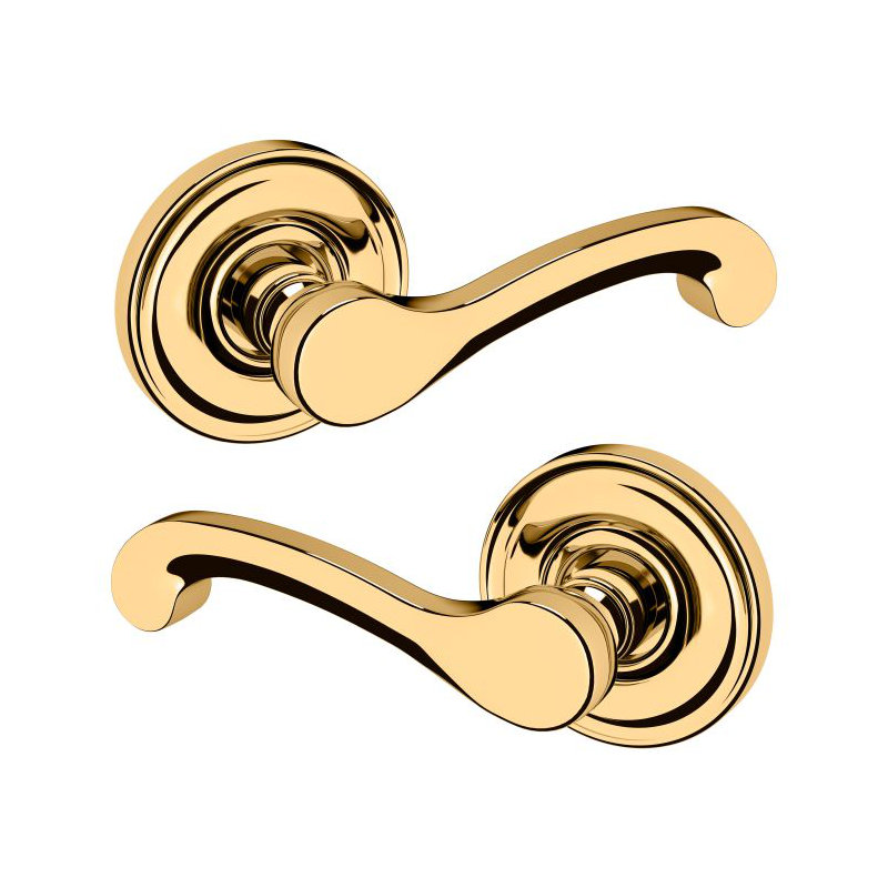 5445V Classic Passage Door Lever with 5048 Rose, Non-lacquered Brass