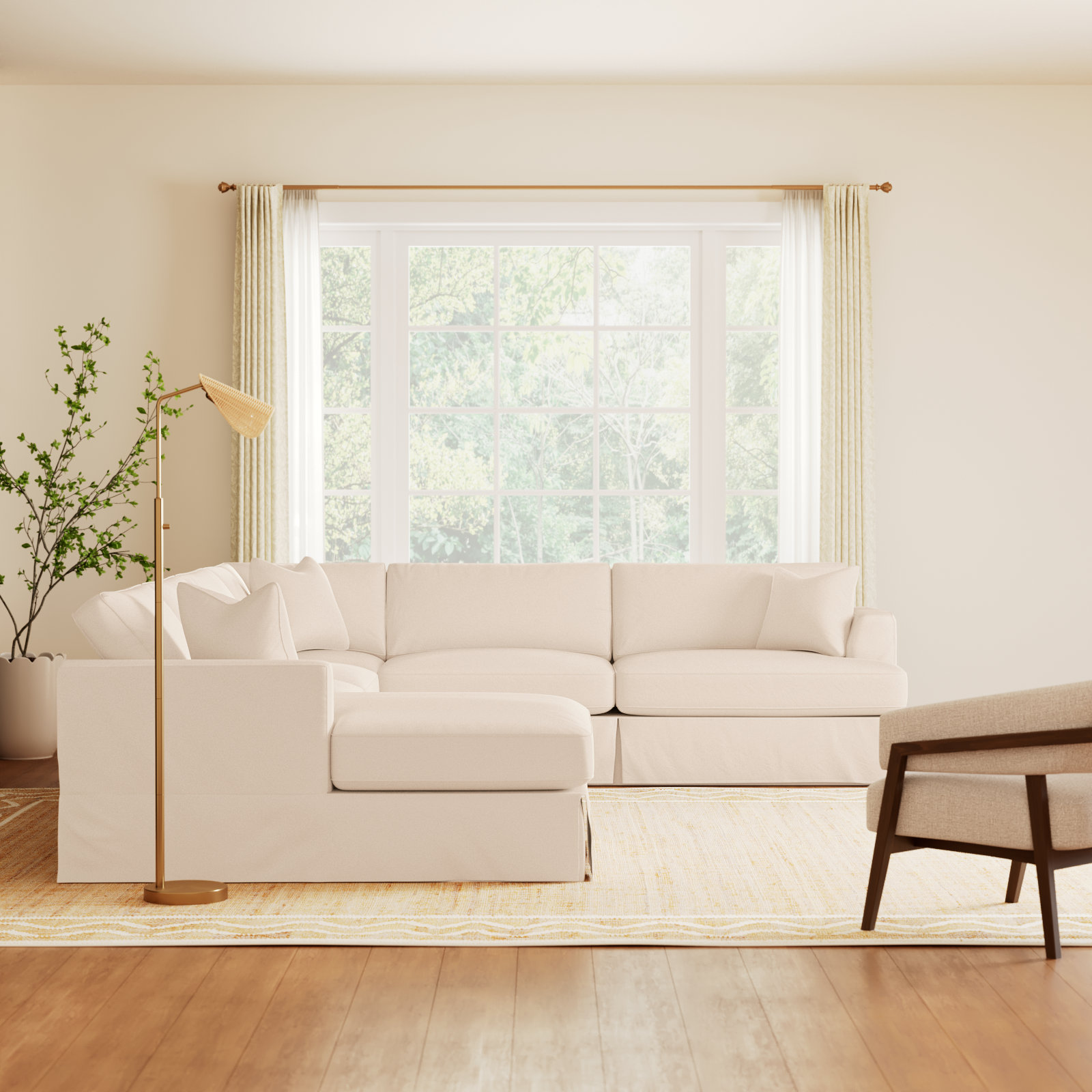 Lucia 151" W U-Shaped Sectional, Left Hand Facing, Bayou Off White Canvas