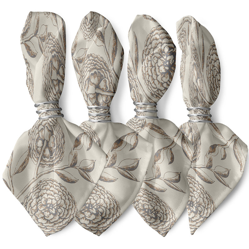 Claridy Antique Flowers Napkins, Grey