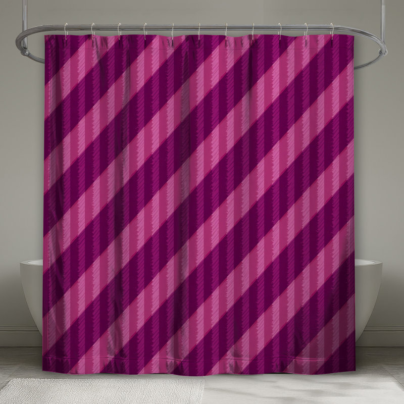 Rideaux de douche roses et mauves à rayures diagonales très longs, 70in W x 84in H