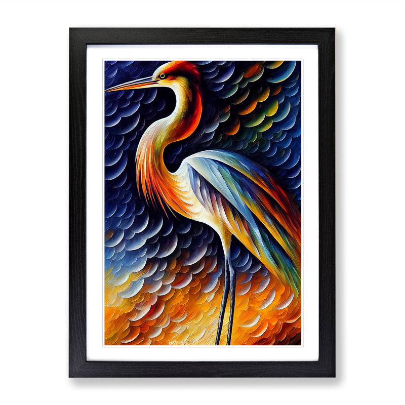 Sipple Heron Painted Vol.3 - Picture Frame Print, Black, 64cm H x 46cm W x 2cm D