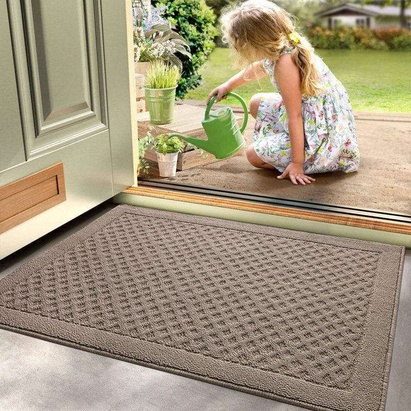 Tapis d'entrée antidérapant haut de gamme Premium, L 24 po x L 35 po, Kaki