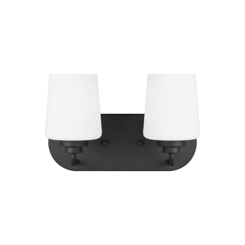 Windom 2-Light Midnight Black Dimmable Vanity Light with Etched Opal Glass
