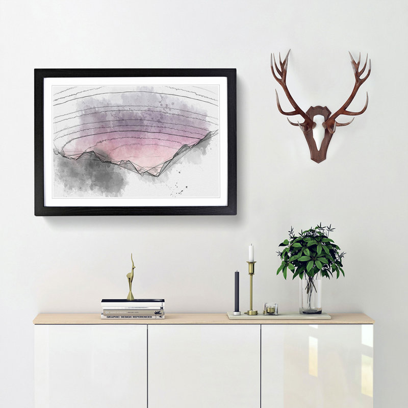 Pink Sky at Night - Picture Frame Graphic Art Print, Black, 35cm H x 50cm W x 2cm D