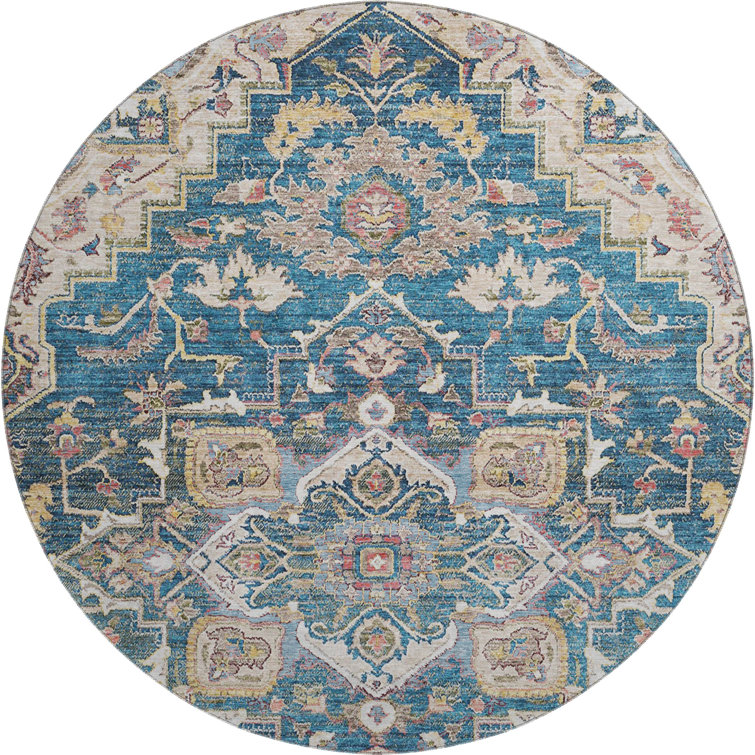 Premium Machine Washable Prisco Blue Rug