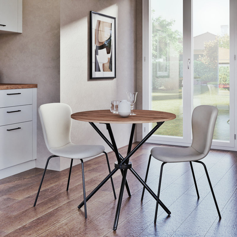 Haynesville Round Metal Base Dining Table, Brown