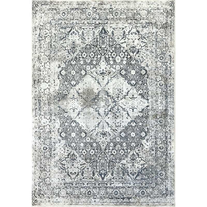 Tapis bleu/ivoire Malbon, Rectangle 9 pi 2 po x 12 pi 10 po