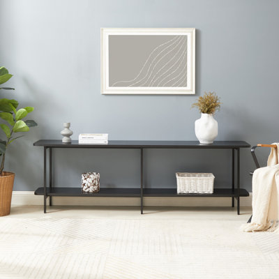 Console moderne 70-87 pouces avec 2 tablettes noires | Idée de cadeau