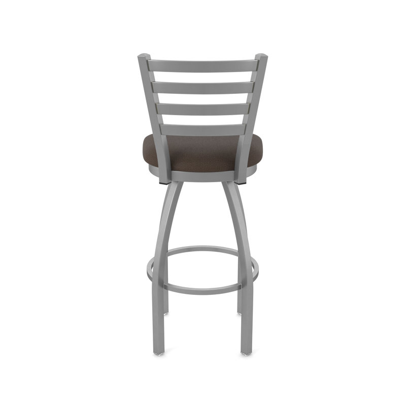Jackie Swivel Stool, Vinyl-Rein Coffee, Stainless, Bar Stool (30" Seat Height)