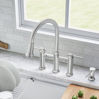 Empressa Pull Down Dual Spray Bridge Faucet -  Blanco, 442504