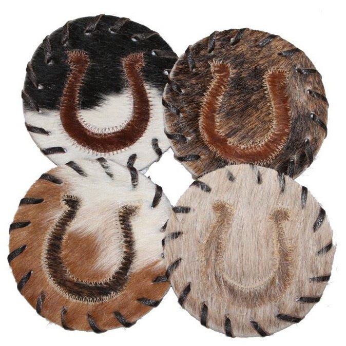 Leather Round 1 Piece Coaster Millwood Pines