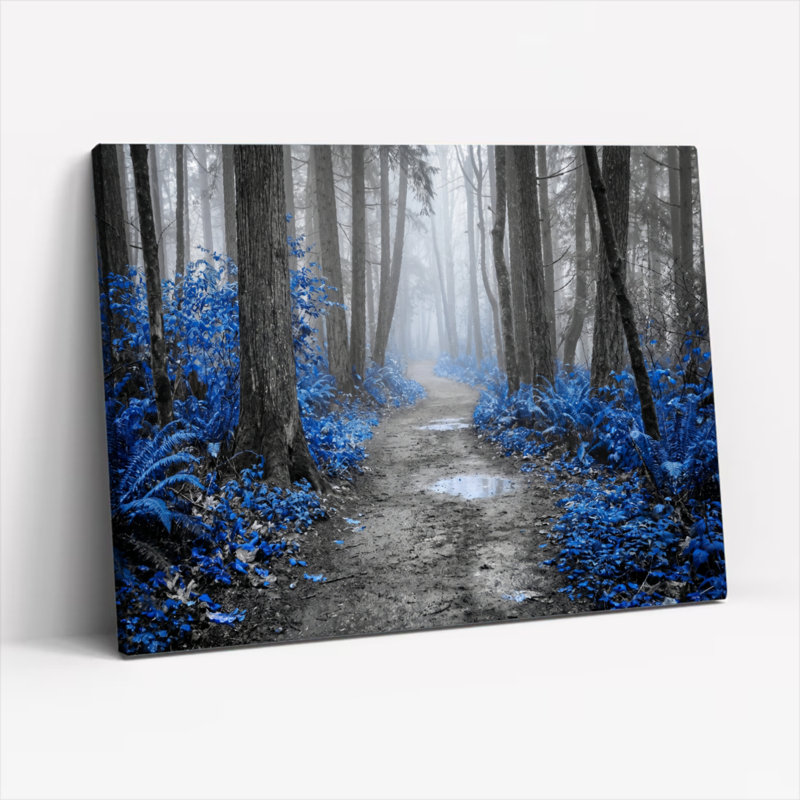 Ensemble de 1 tableau sur toile Forêt bleue, H 16 po x l 24 po, Toile tendue