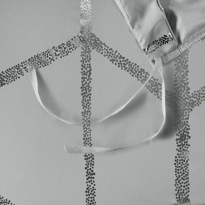 Housse de couette très élégante en microfibre à imprimé géométrique gris et argent, Gris/argent
