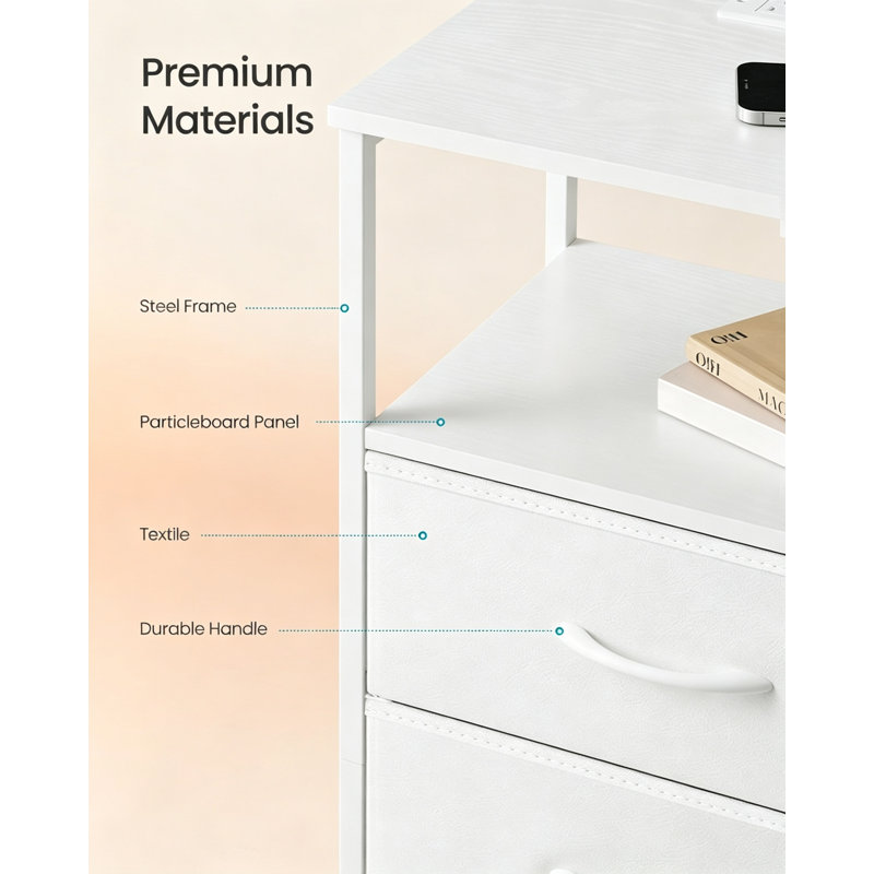 39.6 cm W Steel Bedside Table