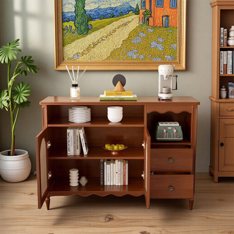 Vitrine en rotin mi-antique, Brun