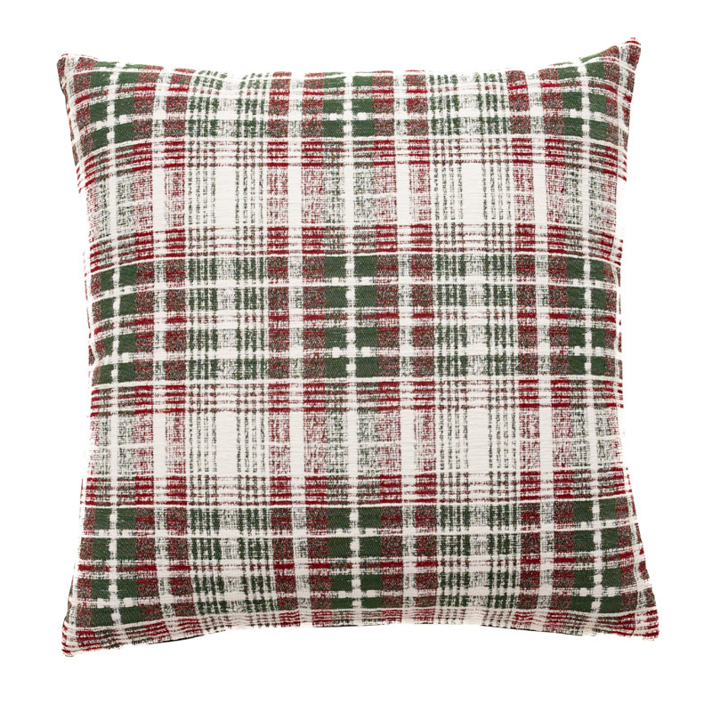 Winter Plaid Woven Cushion with Fibre Filler , Red Plaid 1