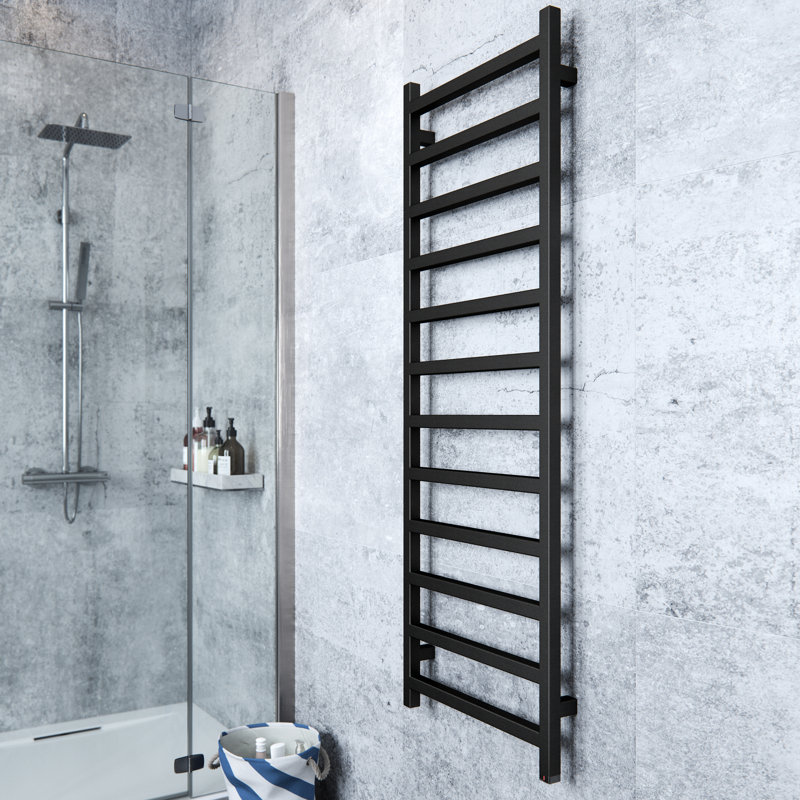Simple One, Electric Towel Rail, Black, 144cm H x 50cm W x 7.2cm D