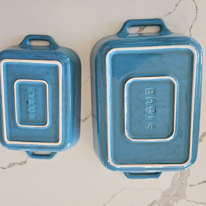 Ceramique Rectangular Baking Dish Set 2 Piece - Rustic Turquoise