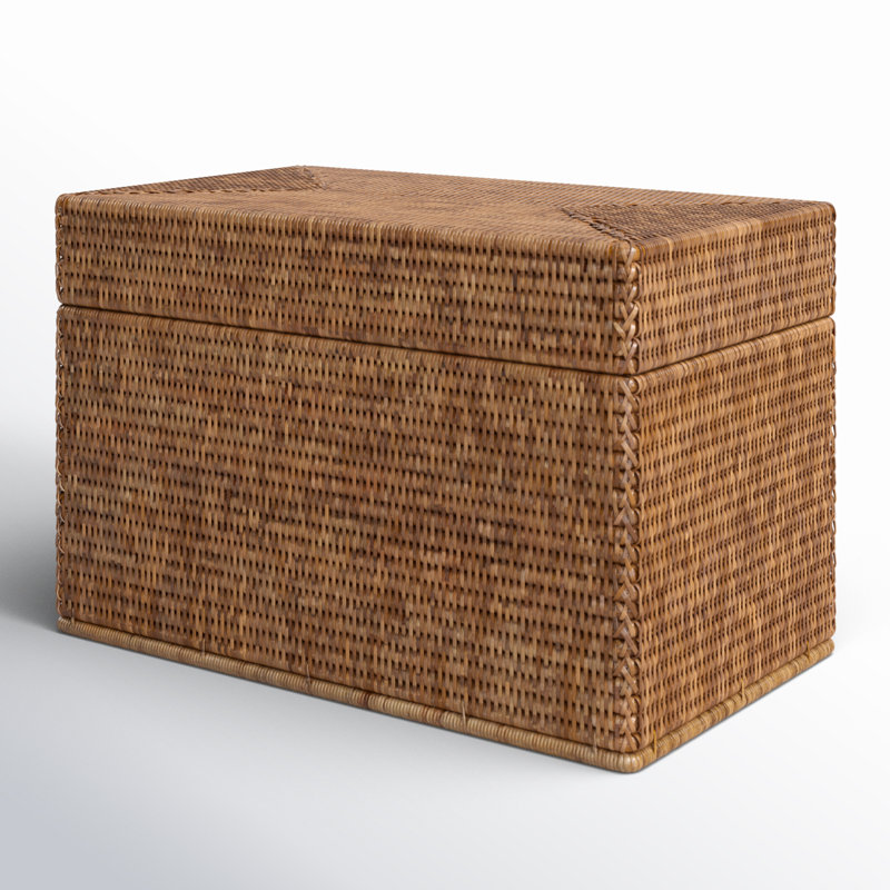 Honey Brown Hand-Woven Rattan Lift Lid Storage Trunk