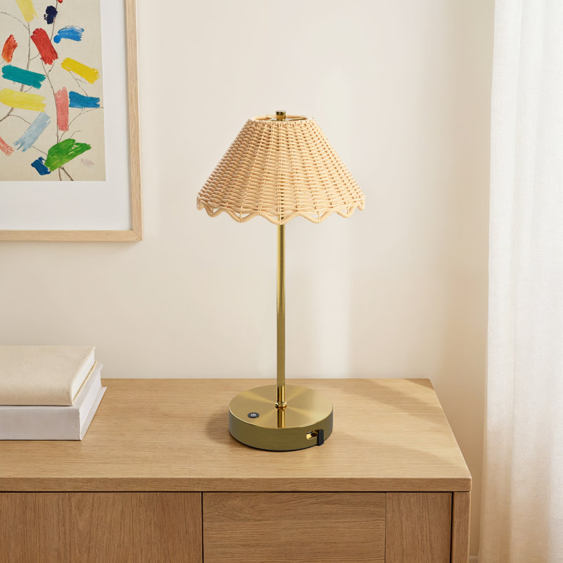 Stevie Cordless Table Lamp, Antique Brass