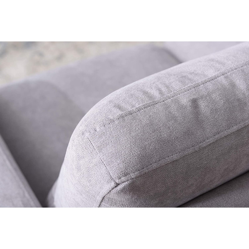Billups 3 Seater Fabric Sofa & Chaise, Light Grey