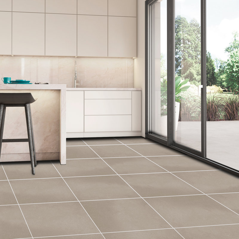 Literary License 24'' W x 24'' L Porcelain Concrete Look Singular Tile, Clay