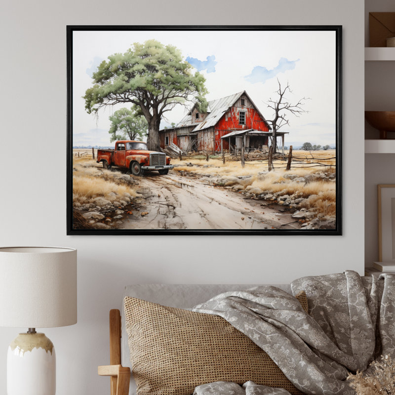 Farmhouse Homestead Legacy - impressions sur toile de ferme, H 12 po x l 20 po x P 1 po, Cadre flottant noir