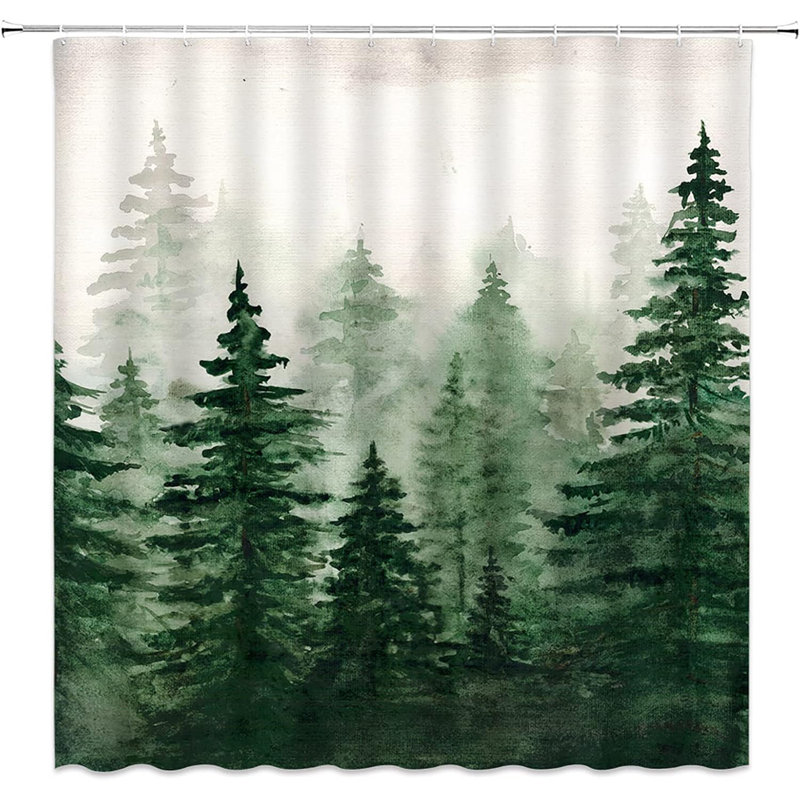 Rideau de douche Misty Forest, Toile verte